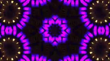 Psikedelik Kaleydoskop Patlaması simetrik kaleydoskop şekilleri patlıyor ve canlı renklerle beatendly döngülerde şekil değiştiriyor