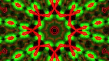 Psikedelik Kaleydoskop Patlaması simetrik kaleydoskop şekilleri patlıyor ve canlı renklerle beatendly döngülerde şekil değiştiriyor