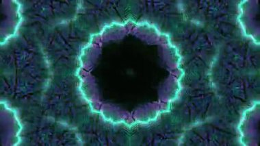 Psikedelik Kaleydoskop Patlaması simetrik kaleydoskop şekilleri patlıyor ve canlı renklerle beatendly döngülerde şekil değiştiriyor