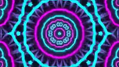 Psikedelik Kaleydoskop Patlaması simetrik kaleydoskop şekilleri patlıyor ve canlı renklerle beatendly döngülerde şekil değiştiriyor