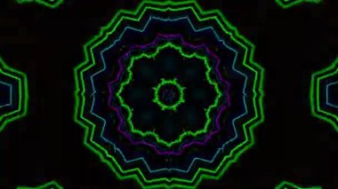 Psikedelik Kaleydoskop Patlaması simetrik kaleydoskop şekilleri patlıyor ve canlı renklerle beatendly döngülerde şekil değiştiriyor