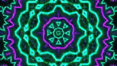 Psikedelik Kaleydoskop Patlaması simetrik kaleydoskop şekilleri patlıyor ve canlı renklerle beatendly döngülerde şekil değiştiriyor