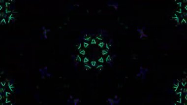 Psikedelik Kaleydoskop Patlaması simetrik kaleydoskop şekilleri patlıyor ve canlı renklerle beatendly döngülerde şekil değiştiriyor