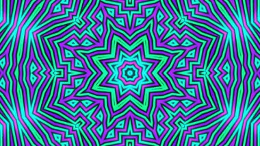 Psikedelik Kaleydoskop Patlaması simetrik kaleydoskop şekilleri patlıyor ve canlı renklerle beatendly döngülerde şekil değiştiriyor
