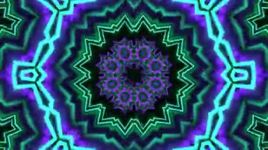Psikedelik Kaleydoskop Patlaması simetrik kaleydoskop şekilleri patlıyor ve canlı renklerle beatendly döngülerde şekil değiştiriyor