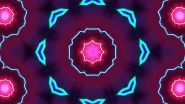 Psikedelik Kaleydoskop Patlaması simetrik kaleydoskop şekilleri patlıyor ve canlı renklerle beatendly döngülerde şekil değiştiriyor