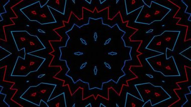 Psikedelik Kaleydoskop Patlaması simetrik kaleydoskop şekilleri patlıyor ve canlı renklerle beatendly döngülerde şekil değiştiriyor