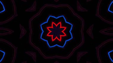 Psikedelik Kaleydoskop Patlaması simetrik kaleydoskop şekilleri patlıyor ve canlı renklerle beatendly döngülerde şekil değiştiriyor