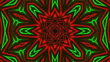 Psikedelik Kaleydoskop Patlaması simetrik kaleydoskop şekilleri patlıyor ve canlı renklerle beatendly döngülerde şekil değiştiriyor