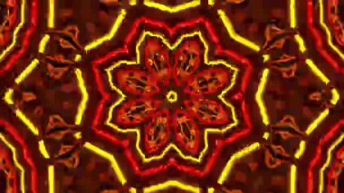 Psikedelik Kaleydoskop Patlaması simetrik kaleydoskop şekilleri patlıyor ve canlı renklerle beatendly döngülerde şekil değiştiriyor