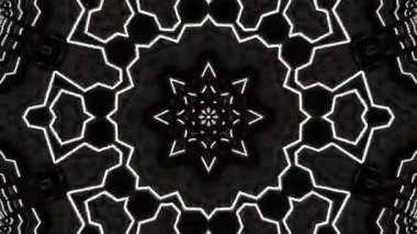 Psikedelik Kaleydoskop Patlaması simetrik kaleydoskop şekilleri patlıyor ve canlı renklerle beatendly döngülerde şekil değiştiriyor