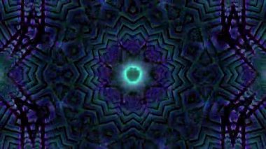 Psikedelik Kaleydoskop Patlaması simetrik kaleydoskop şekilleri patlıyor ve canlı renklerle beatendly döngülerde şekil değiştiriyor