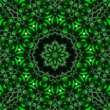 Yeşil ve siyah soyut desen. kusursuz kaleydoskop tasarımı.