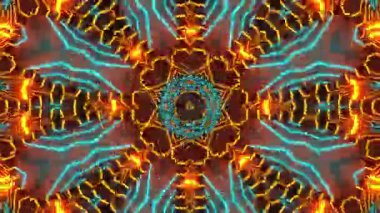Psikedelik Kaleydoskop Patlaması simetrik kaleydoskop şekilleri patlıyor ve canlı renklerle beatendly döngülerde şekil değiştiriyor