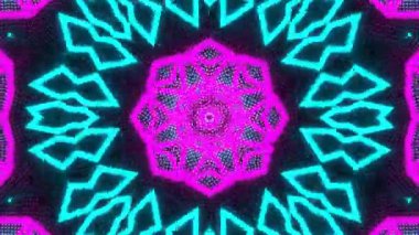 Psikedelik Kaleydoskop Patlaması simetrik kaleydoskop şekilleri patlıyor ve canlı renklerle beatendly döngülerde şekil değiştiriyor