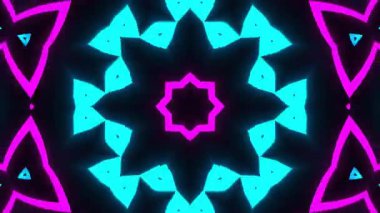 Psikedelik Kaleydoskop Patlaması simetrik kaleydoskop şekilleri patlıyor ve canlı renklerle beatendly döngülerde şekil değiştiriyor