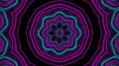 Psikedelik Kaleydoskop Patlaması simetrik kaleydoskop şekilleri patlıyor ve canlı renklerle beatendly döngülerde şekil değiştiriyor