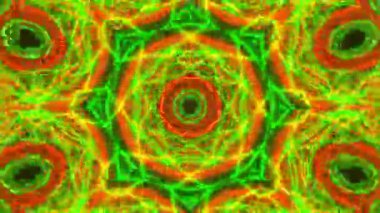 Psikedelik Kaleydoskop Patlaması simetrik kaleydoskop şekilleri patlıyor ve canlı renklerle beatendly döngülerde şekil değiştiriyor