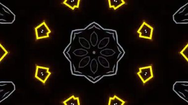 Psikedelik Kaleydoskop Patlaması simetrik kaleydoskop şekilleri patlıyor ve canlı renklerle beatendly döngülerde şekil değiştiriyor