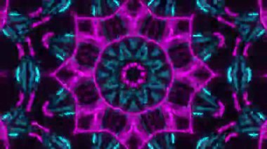 Psikedelik Kaleydoskop Patlaması simetrik kaleydoskop şekilleri patlıyor ve canlı renklerle beatendly döngülerde şekil değiştiriyor