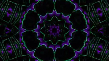 Psikedelik Kaleydoskop Patlaması simetrik kaleydoskop şekilleri patlıyor ve canlı renklerle beatendly döngülerde şekil değiştiriyor