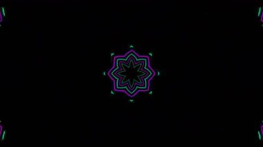 Psikedelik Kaleydoskop Patlaması simetrik kaleydoskop şekilleri patlıyor ve canlı renklerle beatendly döngülerde şekil değiştiriyor