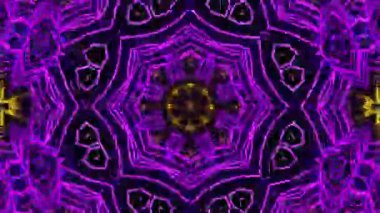 Psikedelik Kaleydoskop Patlaması simetrik kaleydoskop şekilleri patlıyor ve canlı renklerle beatendly döngülerde şekil değiştiriyor