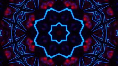 Psikedelik Kaleydoskop Patlaması simetrik kaleydoskop şekilleri patlıyor ve canlı renklerle beatendly döngülerde şekil değiştiriyor
