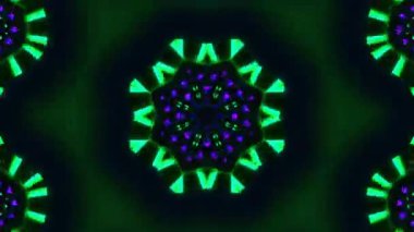Psikedelik Kaleydoskop Patlaması simetrik kaleydoskop şekilleri patlıyor ve canlı renklerle beatendly döngülerde şekil değiştiriyor