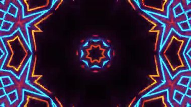 Psikedelik Kaleydoskop Patlaması simetrik kaleydoskop şekilleri patlıyor ve canlı renklerle beatendly döngülerde şekil değiştiriyor