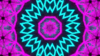 Psikedelik Kaleydoskop Patlaması simetrik kaleydoskop şekilleri patlıyor ve canlı renklerle beatendly döngülerde şekil değiştiriyor