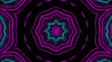Psikedelik Kaleydoskop Patlaması simetrik kaleydoskop şekilleri patlıyor ve canlı renklerle beatendly döngülerde şekil değiştiriyor