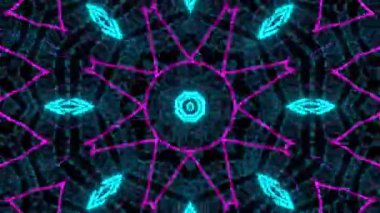Psikedelik Kaleydoskop Patlaması simetrik kaleydoskop şekilleri patlıyor ve canlı renklerle beatendly döngülerde şekil değiştiriyor