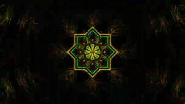 Psikedelik Kaleydoskop Patlaması simetrik kaleydoskop şekilleri patlıyor ve canlı renklerle beatendly döngülerde şekil değiştiriyor