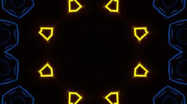 Psikedelik Kaleydoskop Patlaması simetrik kaleydoskop şekilleri patlıyor ve canlı renklerle beatendly döngülerde şekil değiştiriyor