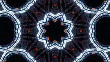 Psikedelik Kaleydoskop Patlaması simetrik kaleydoskop şekilleri patlıyor ve canlı renklerle beatendly döngülerde şekil değiştiriyor