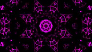 Psikedelik Kaleydoskop Patlaması simetrik kaleydoskop şekilleri patlıyor ve canlı renklerle beatendly döngülerde şekil değiştiriyor