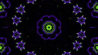 Psikedelik Kaleydoskop Patlaması simetrik kaleydoskop şekilleri patlıyor ve canlı renklerle beatendly döngülerde şekil değiştiriyor