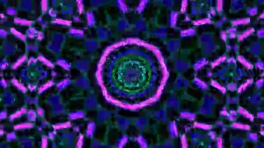 Psikedelik Kaleydoskop Patlaması simetrik kaleydoskop şekilleri patlıyor ve canlı renklerle beatendly döngülerde şekil değiştiriyor