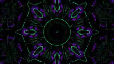 Psikedelik Kaleydoskop Patlaması simetrik kaleydoskop şekilleri patlıyor ve canlı renklerle beatendly döngülerde şekil değiştiriyor