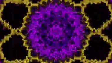 Psikedelik Kaleydoskop Patlaması simetrik kaleydoskop şekilleri patlıyor ve canlı renklerle beatendly döngülerde şekil değiştiriyor
