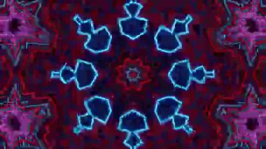 Psikedelik Kaleydoskop Patlaması simetrik kaleydoskop şekilleri patlıyor ve canlı renklerle beatendly döngülerde şekil değiştiriyor