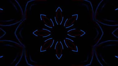 Psikedelik Kaleydoskop Patlaması simetrik kaleydoskop şekilleri patlıyor ve canlı renklerle beatendly döngülerde şekil değiştiriyor