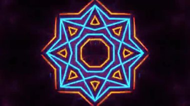 Psikedelik Kaleydoskop Patlaması simetrik kaleydoskop şekilleri patlıyor ve canlı renklerle beatendly döngülerde şekil değiştiriyor