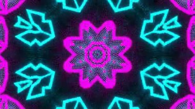 Psikedelik Kaleydoskop Patlaması simetrik kaleydoskop şekilleri patlıyor ve canlı renklerle beatendly döngülerde şekil değiştiriyor