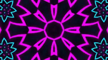 Psikedelik Kaleydoskop Patlaması simetrik kaleydoskop şekilleri patlıyor ve canlı renklerle beatendly döngülerde şekil değiştiriyor