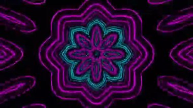 Psikedelik Kaleydoskop Patlaması simetrik kaleydoskop şekilleri patlıyor ve canlı renklerle beatendly döngülerde şekil değiştiriyor