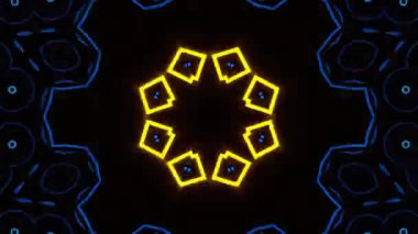 Psikedelik Kaleydoskop Patlaması simetrik kaleydoskop şekilleri patlıyor ve canlı renklerle beatendly döngülerde şekil değiştiriyor