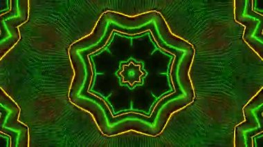 Psikedelik Kaleydoskop Patlaması simetrik kaleydoskop şekilleri patlıyor ve canlı renklerle beatendly döngülerde şekil değiştiriyor