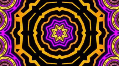 Psikedelik Kaleydoskop Patlaması simetrik kaleydoskop şekilleri patlıyor ve canlı renklerle beatendly döngülerde şekil değiştiriyor